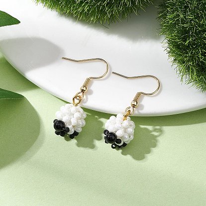 304 из нержавеющей стали болтаться серьги, с подвеской из овечьего стекла и натуральным черным ониксом