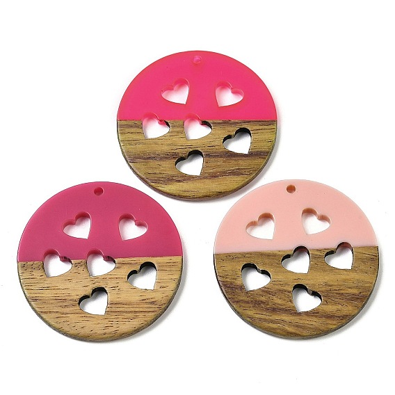 Подвески из смолы и ореха, плоский круглый с услышанным, подарок на День святого Валентина