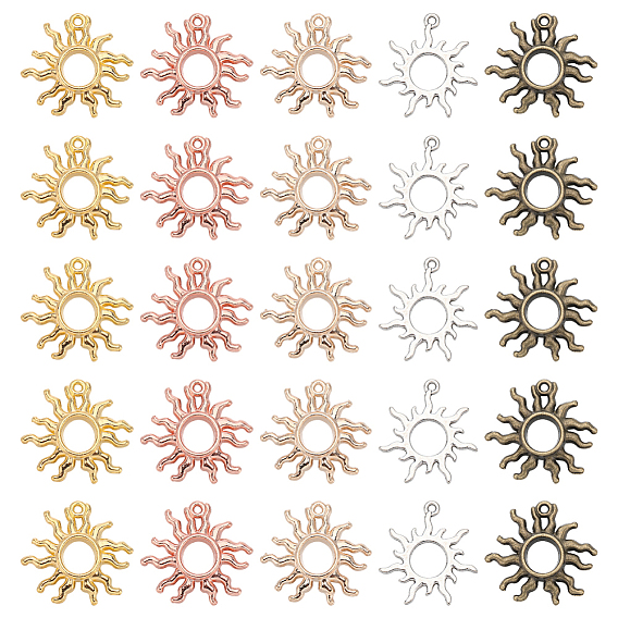 40шт 5 стили подвеска из сплава настройки кабошон, настройки открытой спины, солнце