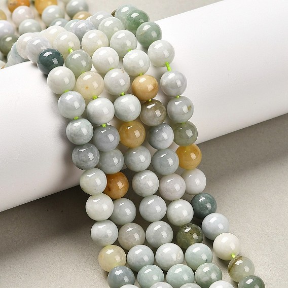 Натуральные нити бусин из нефрита, круглые