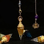 Resin Cone Dowsing Pendulums, Natural & Synthetic Gemstone Chip inside and Metal Findings Charm