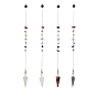 Hexagonal Cone Natural Gemstone Dowsing Pendulums, with 304 Stainless Steel Cable Chains