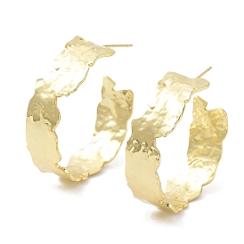 Rack Plating Brass Wave Round Stud Earrings, Half Hoop Earrings, Cadmium Free & Lead Free