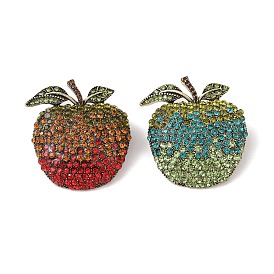 Броши в форме яблока из сплава на день учителя со стразами, античная бронза
