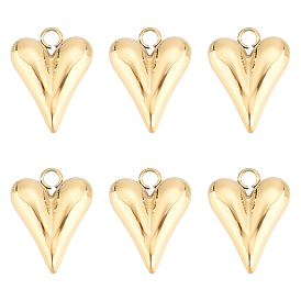 6Pcs Ion Plating(IP) 316 Surgical Stainless Steel Charms, Heart