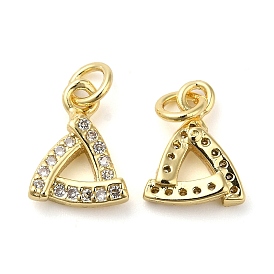 Brass Micro Pave Cubic Zirconia Pendants, Cadmium Free & Lead Free, Long-Lasting Plated, with Jump Ring, Triangle