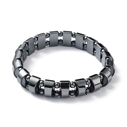 Non-Magnetic Synthetic Hematite Beaded Stretch Bracelets, Tile Bracelet