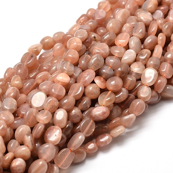 Natural Sunstone Nuggets Beads Strands, Tumbled Stone, 5~10x6~7x3~7mm, hole: 1mm, about 14.9 inch ~15.7 inch