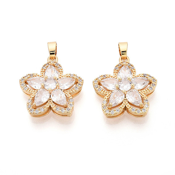 Латунные микро проложить кубического циркония подвески, без кадмия, без никеля и без свинца, цветок