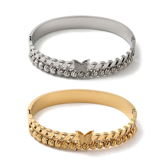 Нержавеющая сталь 2 линии бабочка шарнирные браслеты для женщин