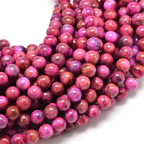 Natural Dyed Crazy Agate Round Bead Strands
