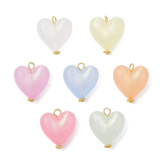 Перламутровые акриловые подвески, золотой порошок светящийся, сердце
