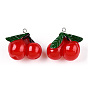 Подвески из смолы, с фурнитурой железной платинового оттенка, имитация еды, вишня
