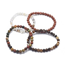 Gemstone Bead Stretch Bracelets, Round