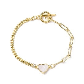 Brass Shell Heart Link Bracelets, Curb Chains & Paperclip Chains Bracelets for Women