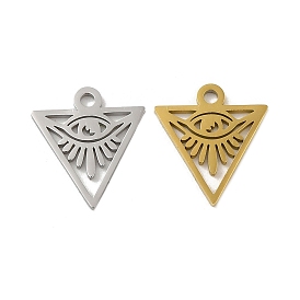 304 Stainless Steel Charms, Laser Cut, Triangle with Eye Charm