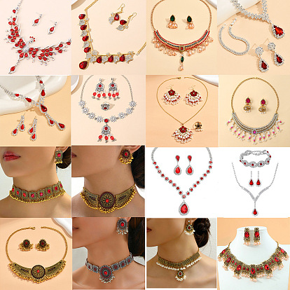 Ожерелья и серьги из сплава со стразами для женщин