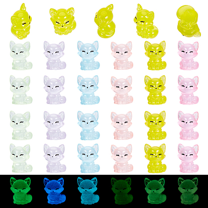 30 шт. 6 цвета светящаяся смоляная лиса для украшения витрины, для украшения рабочего стола домашнего офиса