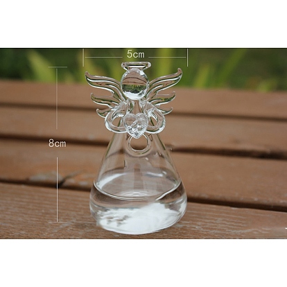 Angel Shape Glass Vase, Hydroponic Terrarium Container Vase for Home Office Garden Decor