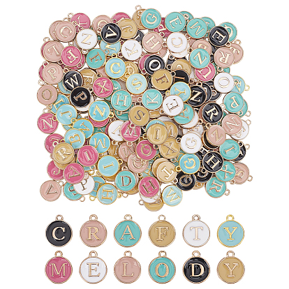 7наборы 7 цвета, эмалевые подвески с первыми буквами алфавита от A до Z, плоские круглые диски двусторонние брелоки
