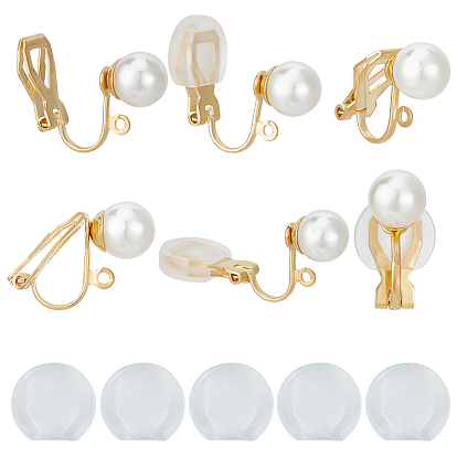 14 латунные серьги-клипсы, с акриловым искусственным жемчугом, петлями и силиконовыми подушечками для сережек из 14 шт.