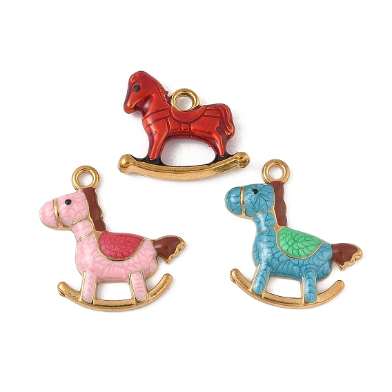 304 нержавеющей стальной эмали подвески, золотые, лошадь очарование