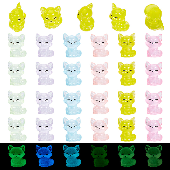 30 шт. 6 цвета светящаяся смоляная лиса для украшения витрины, для украшения рабочего стола домашнего офиса