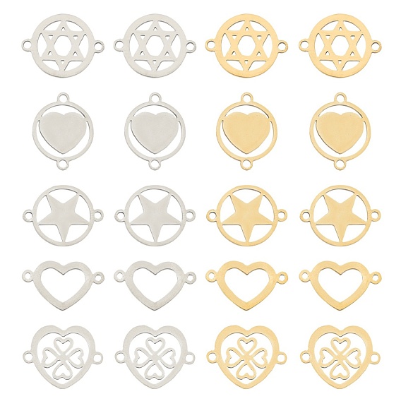 201 Stainless Steel Links Connectors, Laser Cut Links, Mixed Shapes