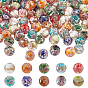 100Pcs 10 Colors Handmade Gold Sand Lampwork Beads, Inner Flower, Round