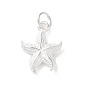 Forma de estrella de mar/concha 925 dijes de animales marinos de plata esterlina, con anillos de salto