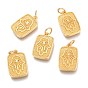 Brass Micro Pave Clear Cubic Zirconia Pendants, with Jump Rings, Rectangle with Hamsa Hand
