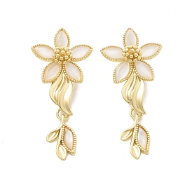 Застежки-защелки из латуни и кошачьего глаза, без кадмия, без никеля и без свинца, цветок с листа