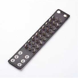 Style punk rock bracelets de rivets de cuir de vachette, Avec alliage et fer