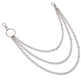 SUNNYCLUE Iron Three-Tiered Chain Belts, with Aluminum End Chains, Curb Chains and Lobster Claw Clasps