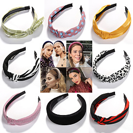 Fabric Striped Polka Dot Bow Headband - Versatile Hairband, Cute and Stylish.