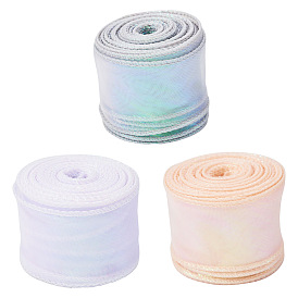 3 рулоны 3 плоская радужная лента из органзы, радужная лента для банта, цветок, украшение подарка