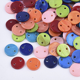 Spray Paint Freshwater Shell Links Connectors, Flat Round