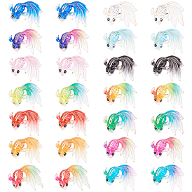 Nbeads 84Pcs 14 Colors UV Printing Acrylic Pendants, with Spray Paint Bottom, Goldfish