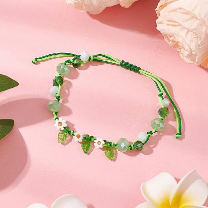 Браслеты из стеклянных и плетеных нейлоновых бусин