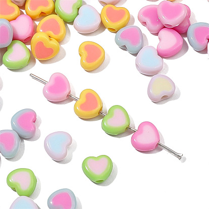 Acrylic Bicolor Heart Beads, for DIY Bracelet Necklace Handmade Jewelry Accessories
