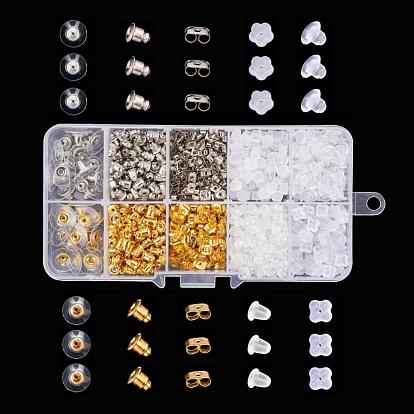 922Pcs Plastic & Eco-Friendly Plastic & Iron & Brass with Plastic Pads Ear Nuts, Soft Clear Earring Backs Safety Bullet Clutch Stopper