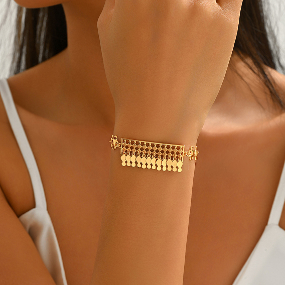 Винтажные браслеты из латуни с ромбовидным узором, Браслеты с кисточками и подвесками для женщин