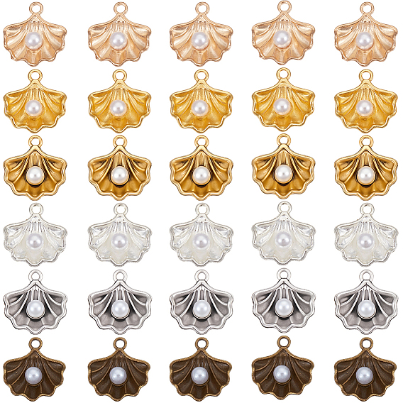 60 шт 6 цвета подвески из сплава, cmолой, формы раковины