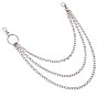 Iron Three-Tiered Chain Belts, with Aluminum End Chains, Curb Chains and Lobster Claw Clasps
