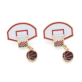 Basketball Enamel Pin, Light Gold Plated Alloy Sport Theme Badge for Backpack Clothes, Nickel Free & Lead Free