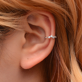 Sweet and Chic U-shaped Ear Cuff with Rhinestone for Non-pierced Ears - Fashionable Beaded Women's Cartilage Clip-On Earring
