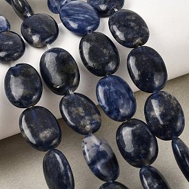 Natural Sodalite Beads Strands, Flat Oval