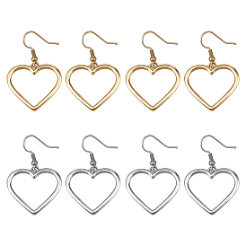 4 пары 2 цветные серьги-подвески из железного сплава, сердце