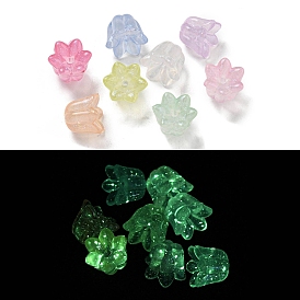 Luminous Acrylic Beads, with Glitter Powder, Glow in the Dark Beads, Lily of the Valley