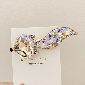 Alloy Rhinestone Alligator Hair Clips for Women Girls, Golden, Fox